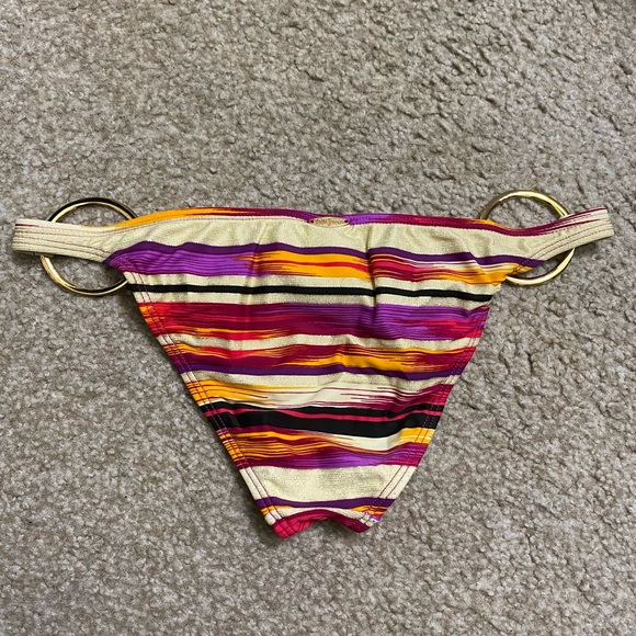 Luli Fama Striped Halter  & Gold Ring Bikini - Picture 2 of 4